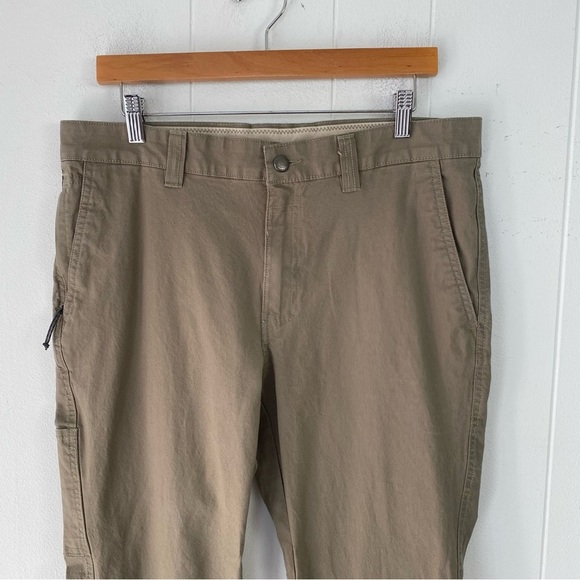 Columbia Pants Mens 34x26* Brown Zip Pocket Canvas Outdoor Cotton Work Carpenter - Picture 2 of 14